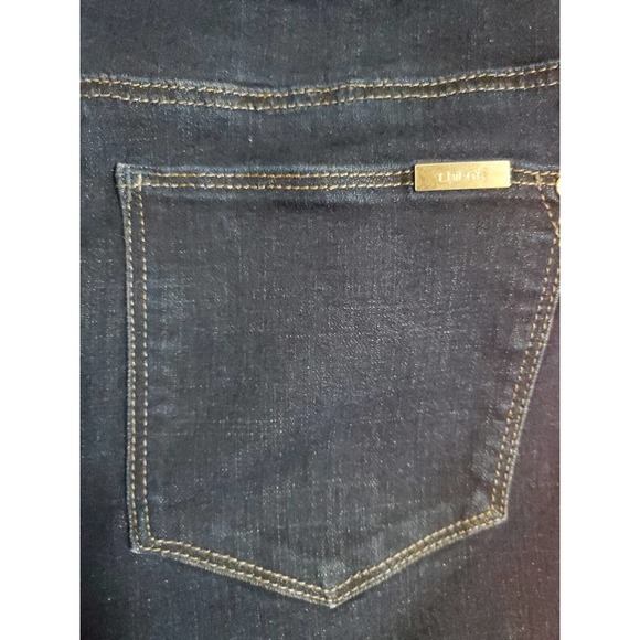 Chico's Women's Pants Size 12 Blue Dark Wash Skinny Ankle Button Zip Closure - Picture 9 of 11